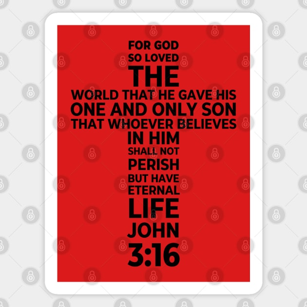 John 3:16 God's Love Bible Scripture Verse Cross Design Magnet by Teephical